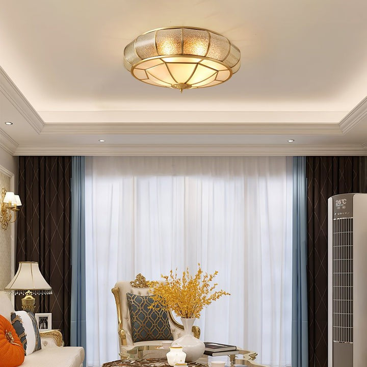 Textured Flush-Mount Glass Ceiling Light