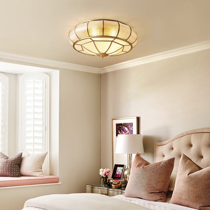 Textured Flush-Mount Glass Ceiling Light