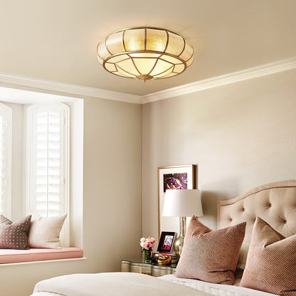 Textured Flush-Mount Glass Ceiling Light