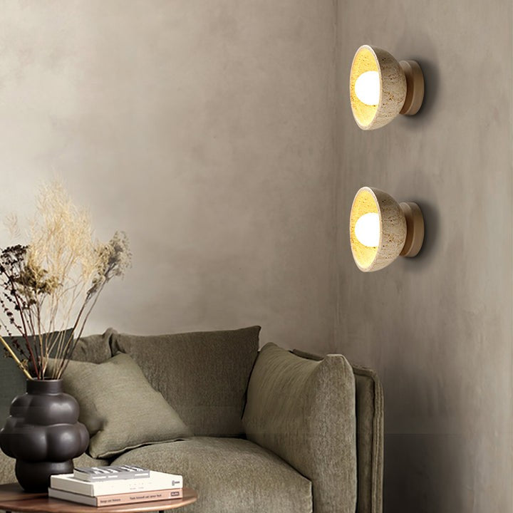 Travertine Bowl Wall Sconce – Modern Ambient Light