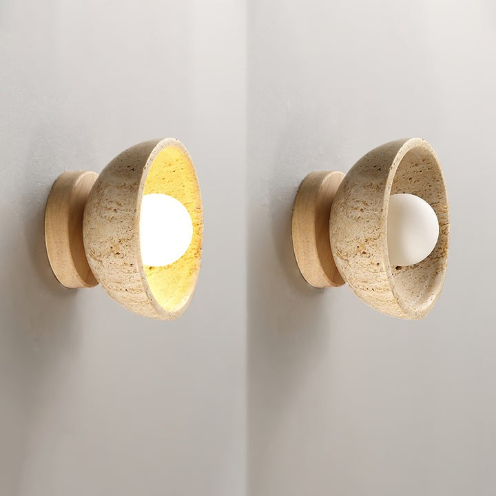 Travertine Bowl Wall Sconce – Modern Ambient Light