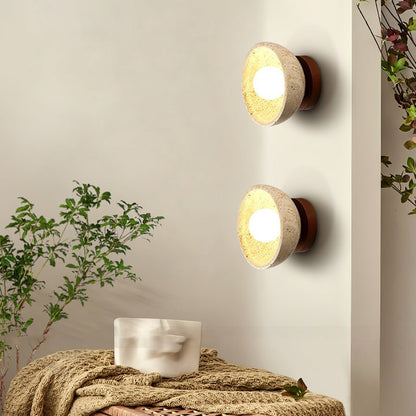 Travertine Bowl Wall Sconce – Modern Ambient Light