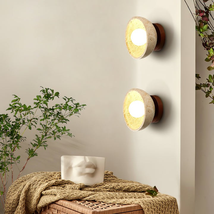 Travertine Bowl Wall Sconce – Modern Ambient Light
