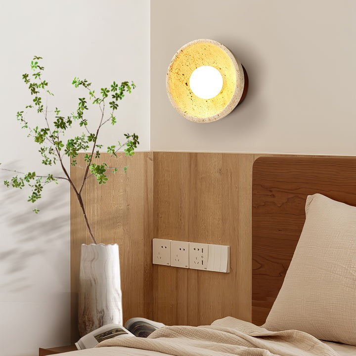 Travertine Bowl Wall Sconce – Modern Ambient Light