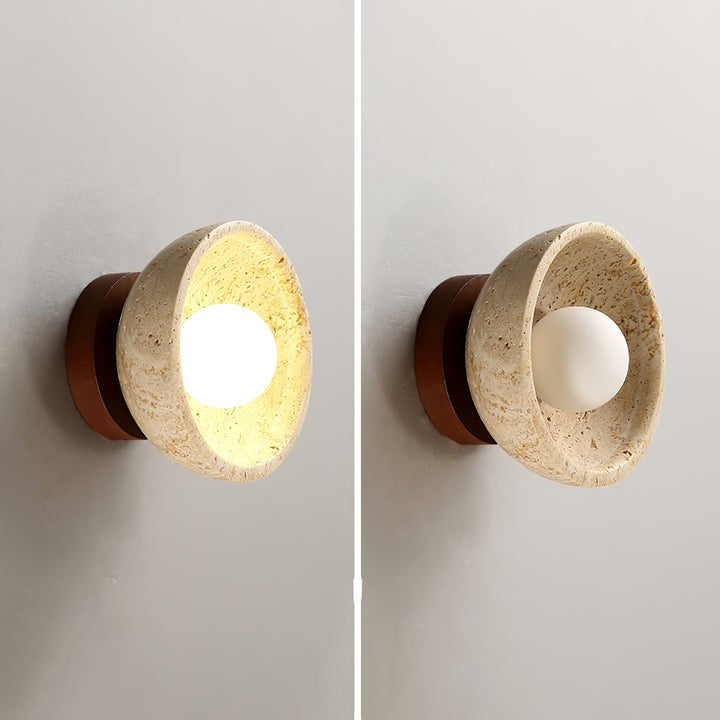Travertine Bowl Wall Sconce – Modern Ambient Light