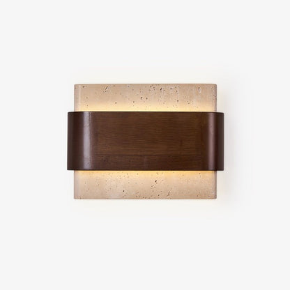 Travertine LED Wall Sconce with Walnut Accents
