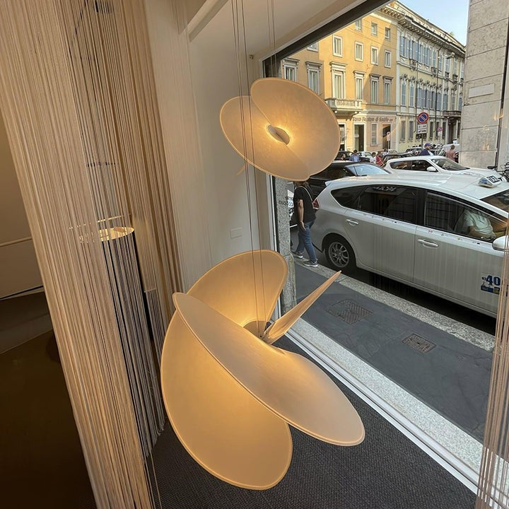 Triple-Fan Rice Paper Pendant Light