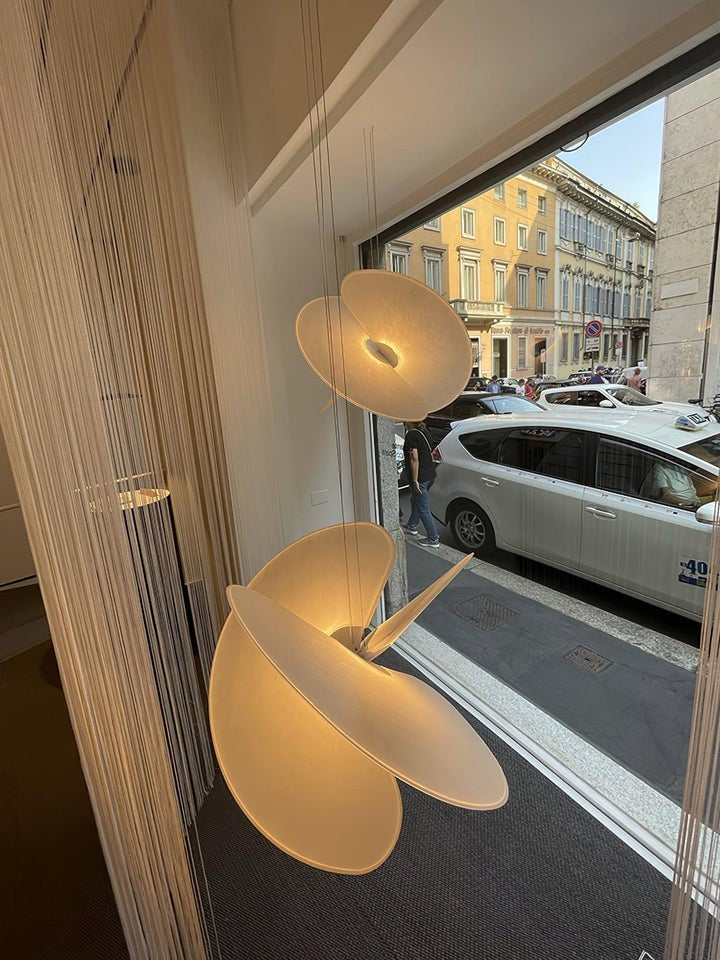 Triple-Fan Rice Paper Pendant Light