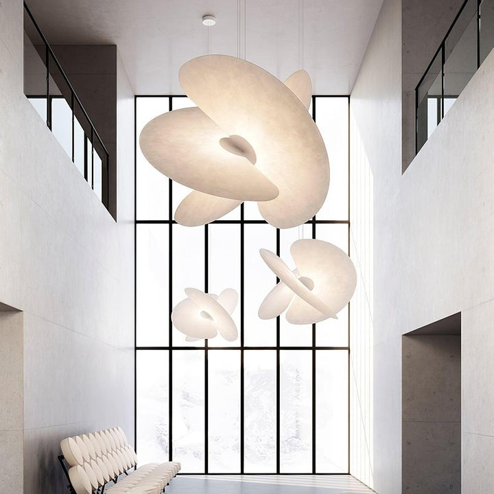 Triple-Fan Rice Paper Pendant Light