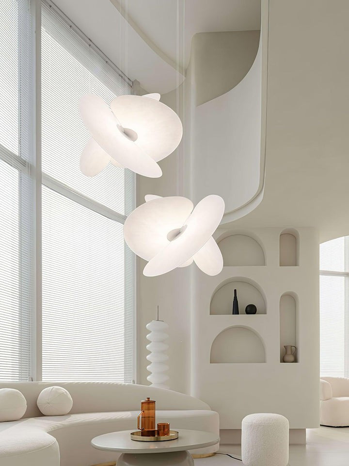Triple-Fan Rice Paper Pendant Light