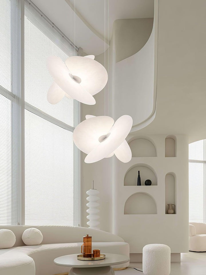 Triple-Fan Rice Paper Pendant Light