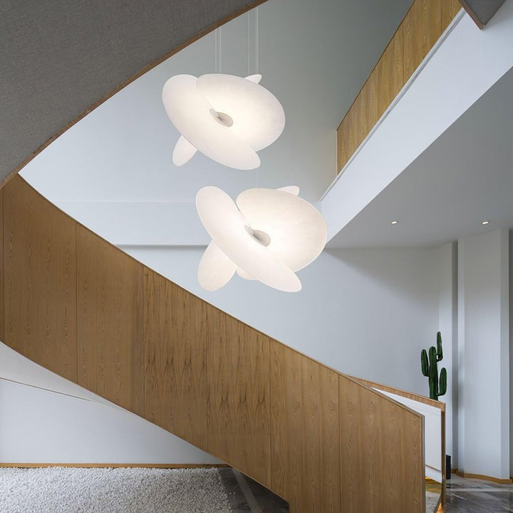 Triple-Fan Rice Paper Pendant Light