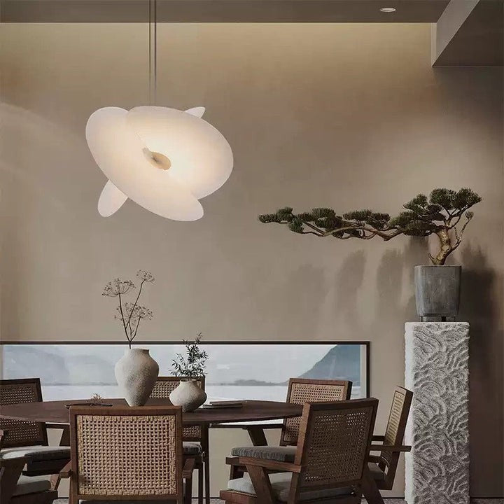 Triple-Fan Rice Paper Pendant Light