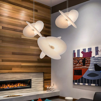 Triple-Fan Rice Paper Pendant Light
