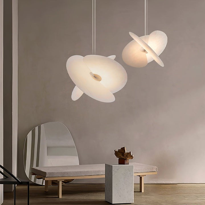 Triple-Fan Rice Paper Pendant Light