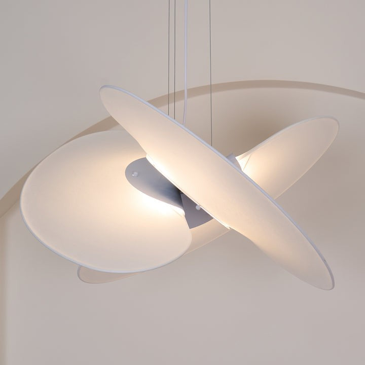 Triple-Fan Rice Paper Pendant Light