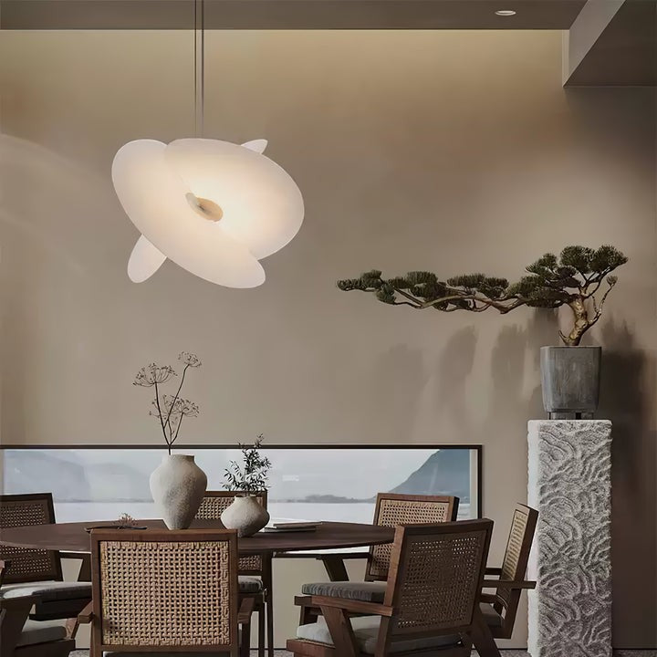 Triple-Fan Rice Paper Pendant Light