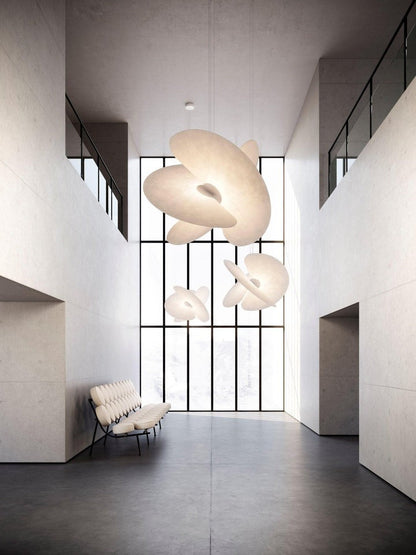 Triple-Fan Rice Paper Pendant Light