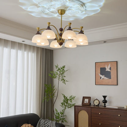 Vintage Brass & Wood Chandelier - Iron Frame 3/5/8 Light