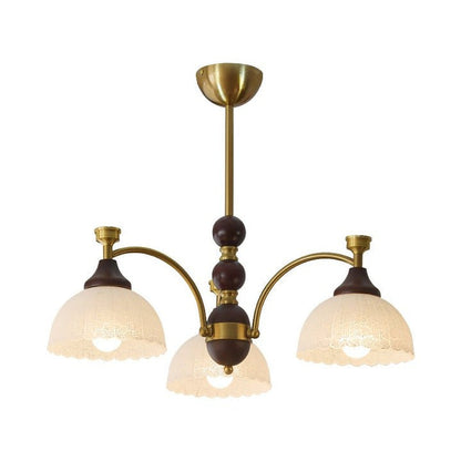 Vintage Brass & Wood Chandelier - Iron Frame 3/5/8 Light