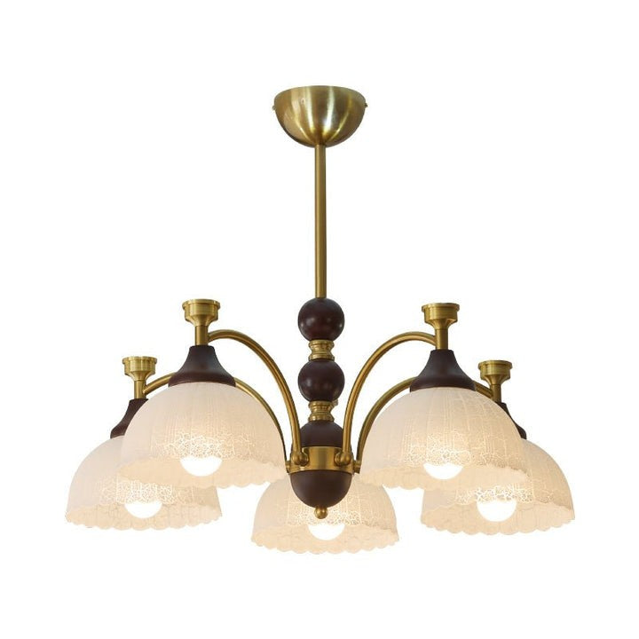 Vintage Brass & Wood Chandelier - Iron Frame 3/5/8 Light