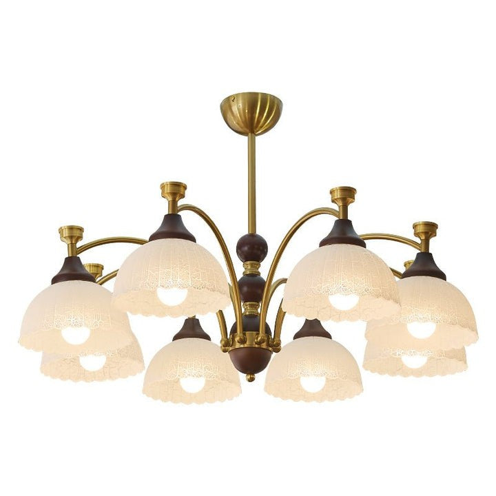 Vintage Brass & Wood Chandelier - Iron Frame 3/5/8 Light