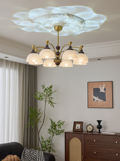 Vintage Brass & Wood Chandelier - Iron Frame 3/5/8 Light