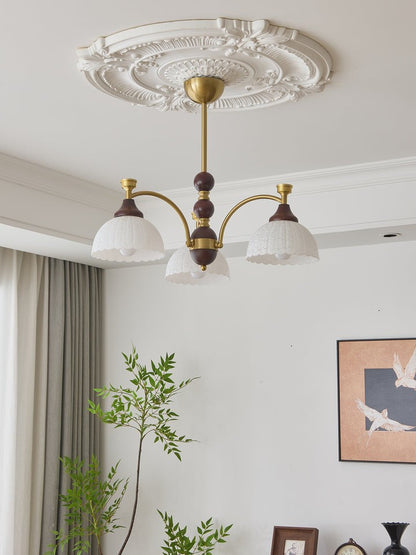 Vintage Brass & Wood Chandelier - Iron Frame 3/5/8 Light