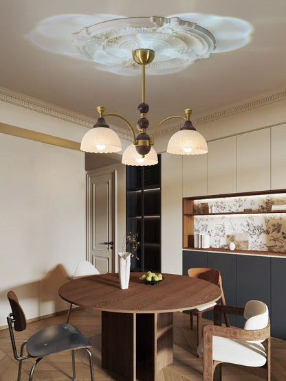 Vintage Brass & Wood Chandelier - Iron Frame 3/5/8 Light