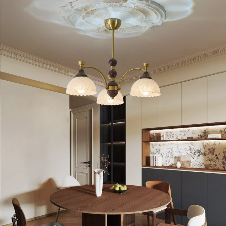 Vintage Brass & Wood Chandelier - Iron Frame 3/5/8 Light