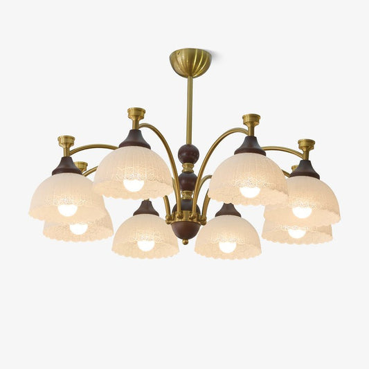 Vintage Brass & Wood Chandelier - Iron Frame 3/5/8 Light