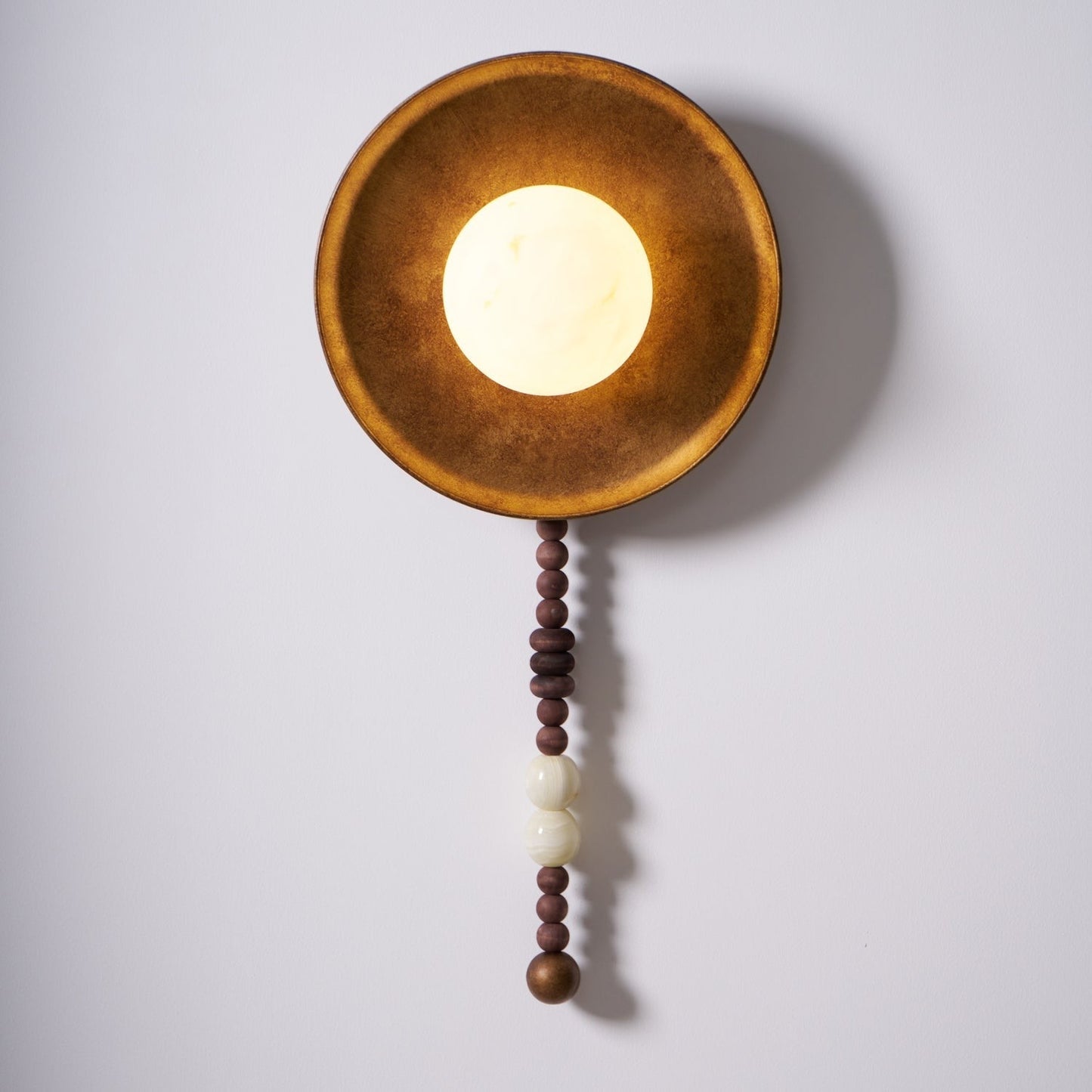 Vintage Bronze LED Wall Sconce with Gemstone Beading