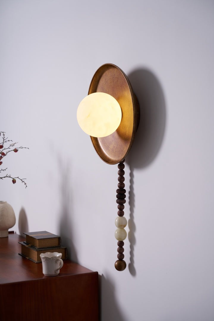 Vintage Bronze LED Wall Sconce with Gemstone Beading