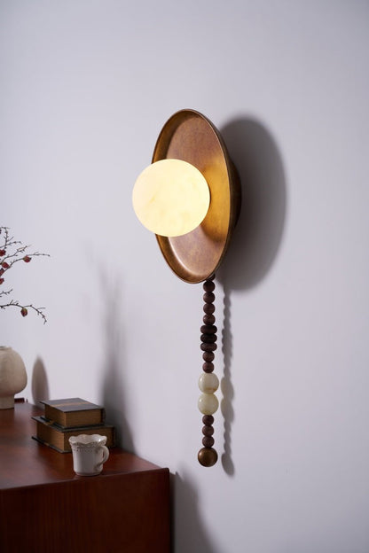 Vintage Bronze LED Wall Sconce with Gemstone Beading