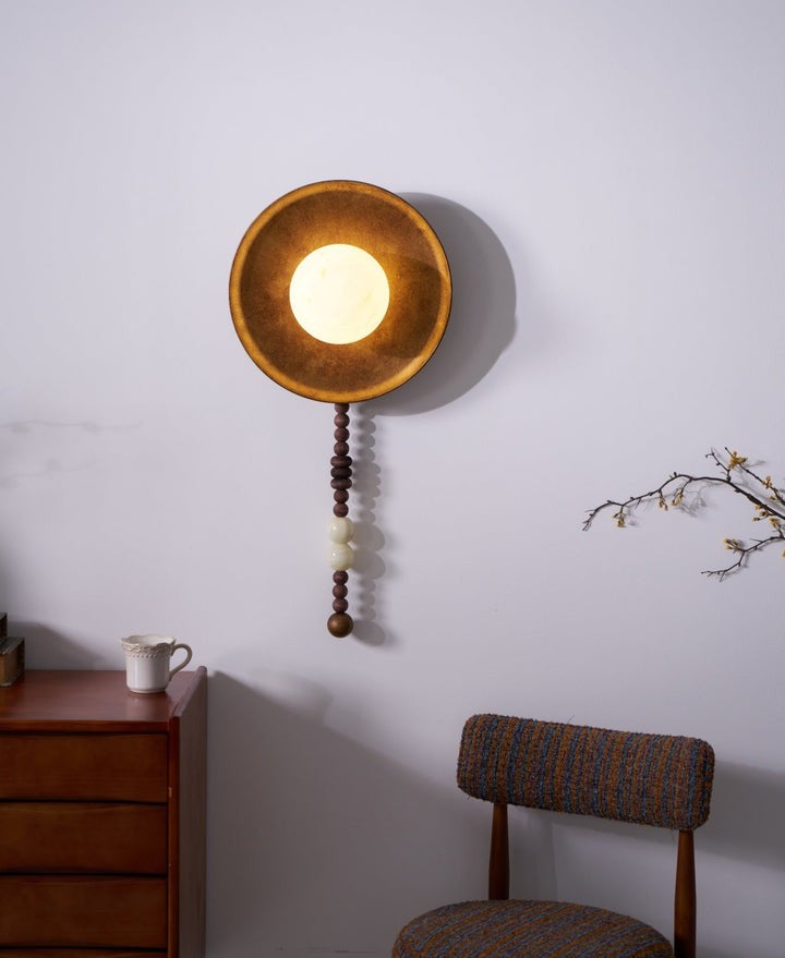 Vintage Bronze LED Wall Sconce with Gemstone Beading