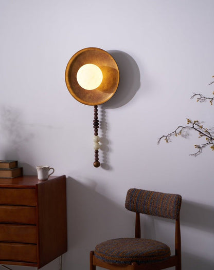 Vintage Bronze LED Wall Sconce with Gemstone Beading