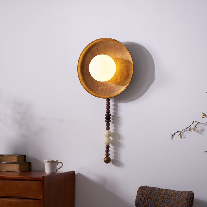 Vintage Bronze LED Wall Sconce with Gemstone Beading