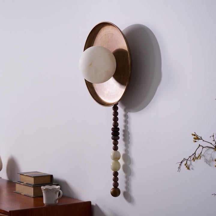 Vintage Bronze LED Wall Sconce with Gemstone Beading