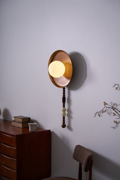Vintage Bronze LED Wall Sconce with Gemstone Beading