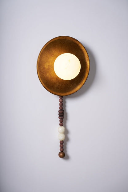 Vintage Bronze LED Wall Sconce with Gemstone Beading