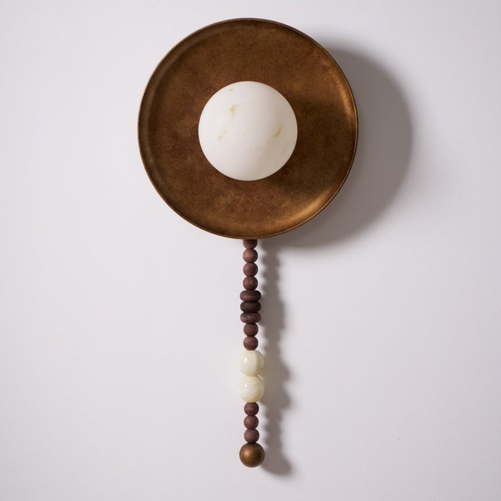 Vintage Bronze LED Wall Sconce with Gemstone Beading