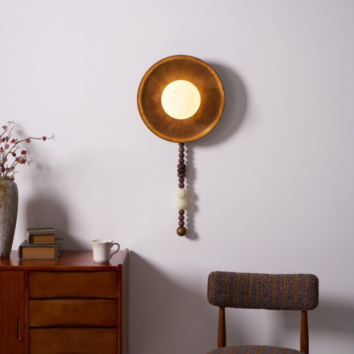 Vintage Bronze LED Wall Sconce with Gemstone Beading