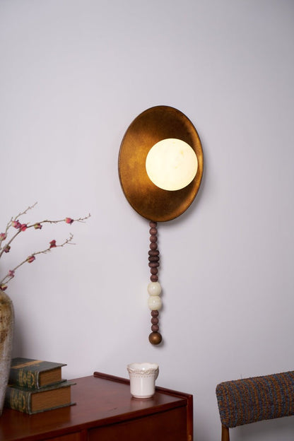 Vintage Bronze LED Wall Sconce with Gemstone Beading