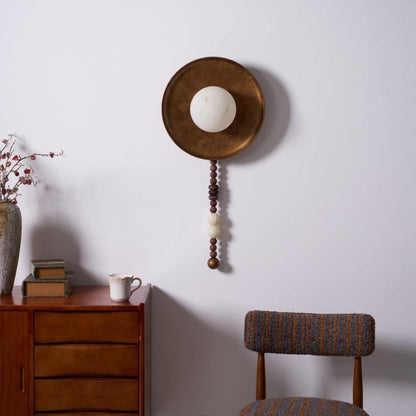 Vintage Bronze LED Wall Sconce with Gemstone Beading