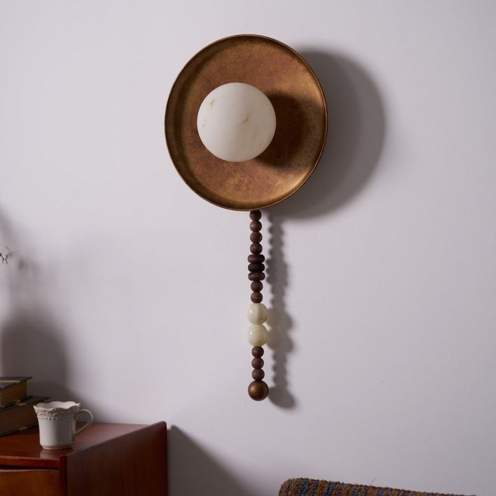 Vintage Bronze LED Wall Sconce with Gemstone Beading