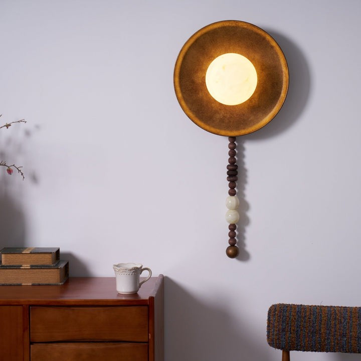Vintage Bronze LED Wall Sconce with Gemstone Beading