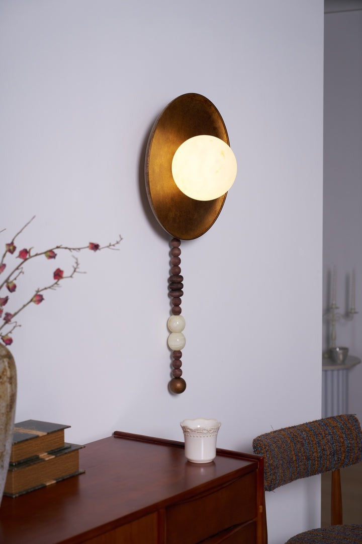 Vintage Bronze LED Wall Sconce with Gemstone Beading