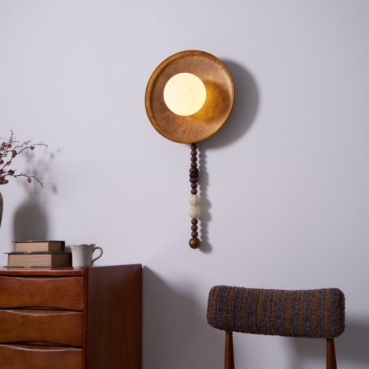 Vintage Bronze LED Wall Sconce with Gemstone Beading