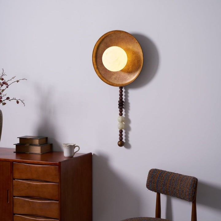 Vintage Bronze LED Wall Sconce with Gemstone Beading