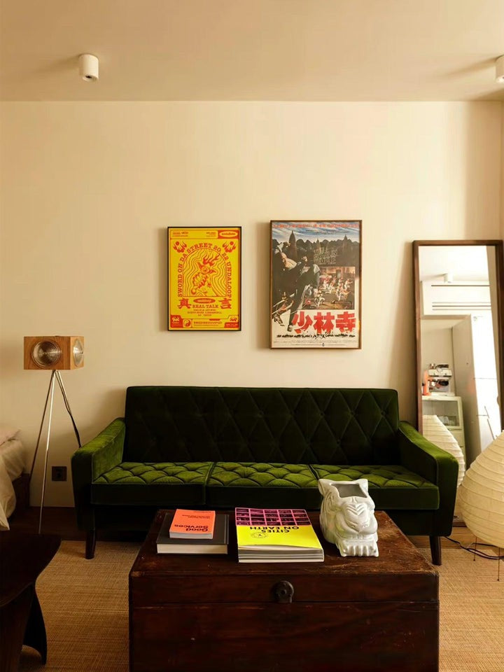 Vintage Camera Tripod Floor Lamp with Glass Shade